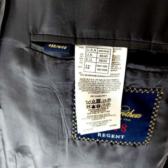 Brooks Brothers 1818 Regent Wool 2 Button Suit Jacket 42R Gray Estrato By Trabal - Picture 9 of 12